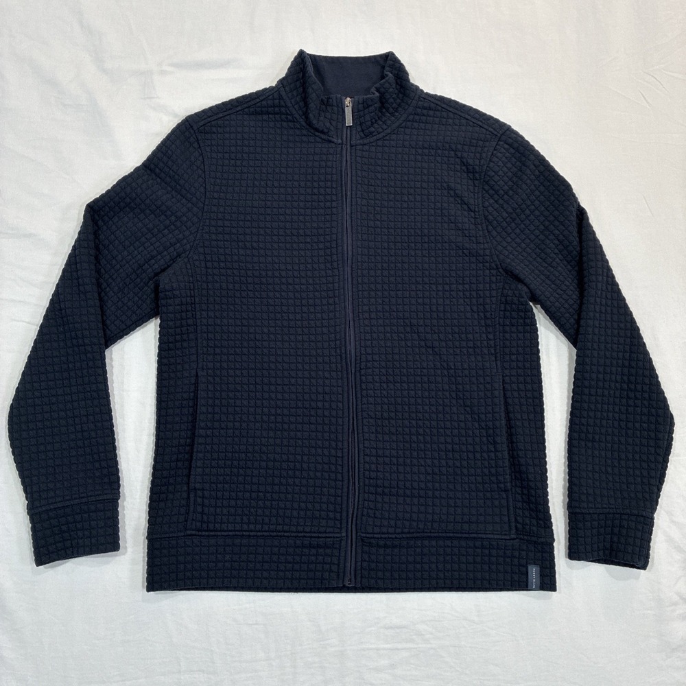 Perry Ellis Men's Quilted Jacket Navy Blue Size Medium Full‎ Zip